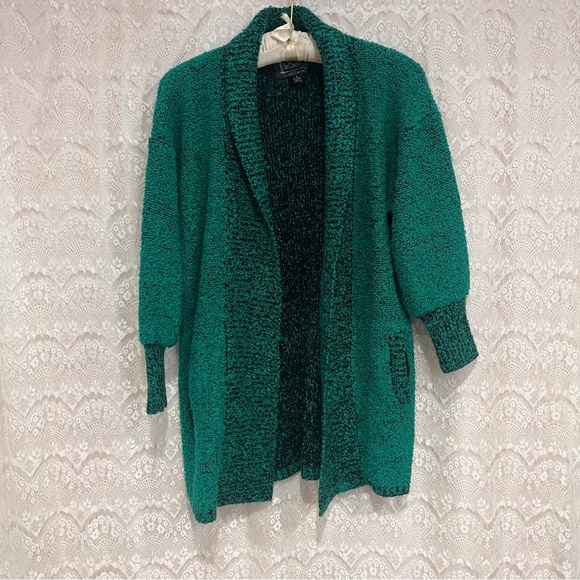 Vintage Monto Par Le Chois Sweater Jacket Size S-M Chunky Knit Puff Sleeve - Picture 2 of 14